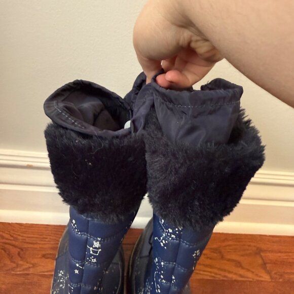 Lands' End Womens Winter Boots Star Pattern Size 5M Navy Blue Rubber Sole - Picture 6 of 9